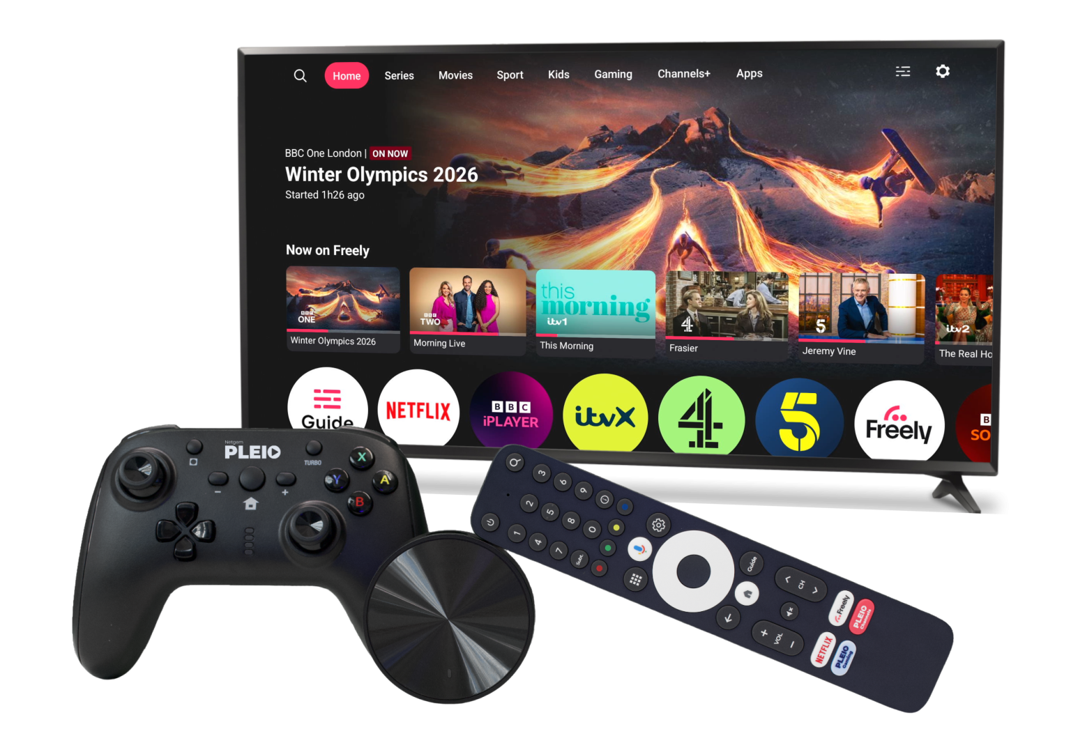 Pleio Remote PLEIO | Freely Streaming Device | 4K Certified | Netgem